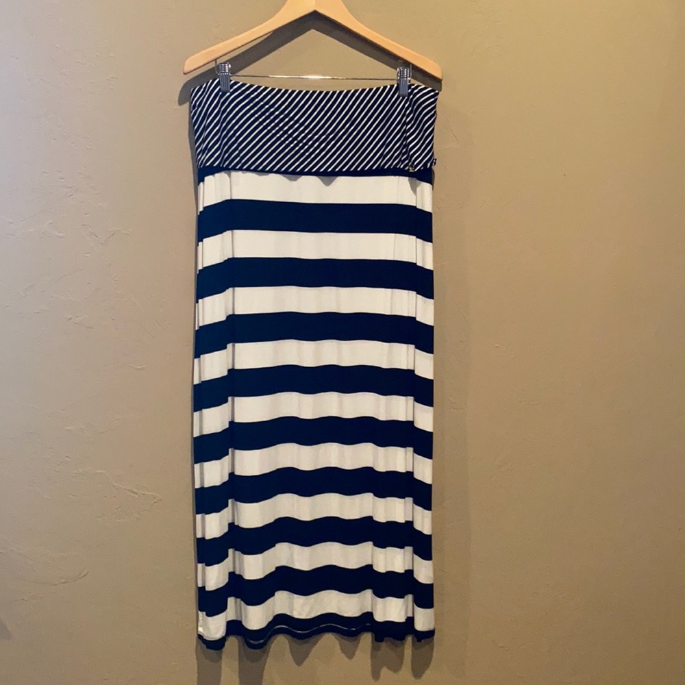 XL Calvin Klein Black & White Striped Maxi Skirt